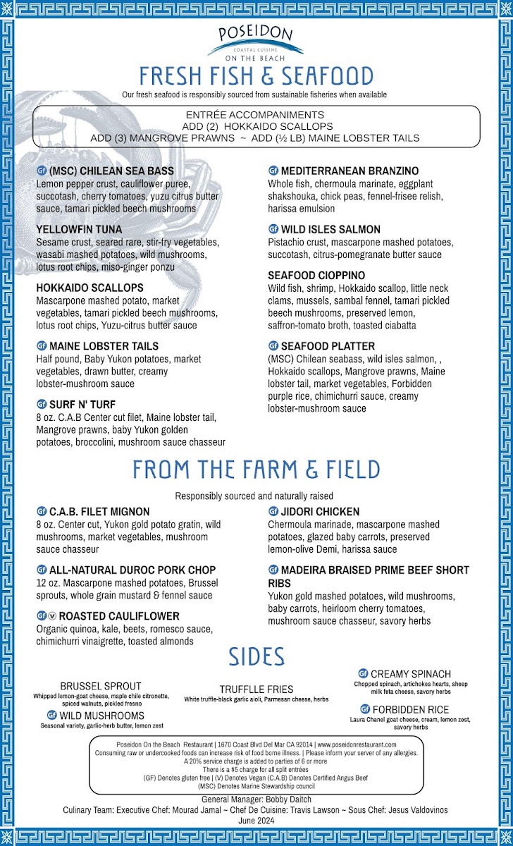 Poseidon Restaurant Del Mar Menu - Image 3